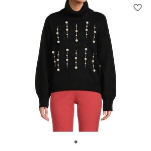 Karl Lagerfeld Black Sweater with Pearl Details
